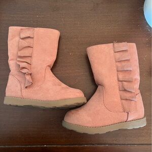 Kids Pink Ruffle Boots